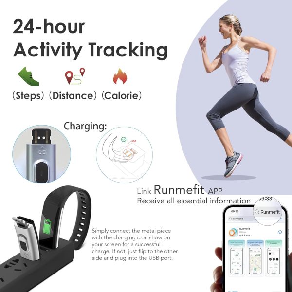 Fitness Tracker for Men and Women,Fitness Watch Waterproof with Activity Tracker and Sleep Monitor,Smart Watch for Android and iOS Phones - Image 2
