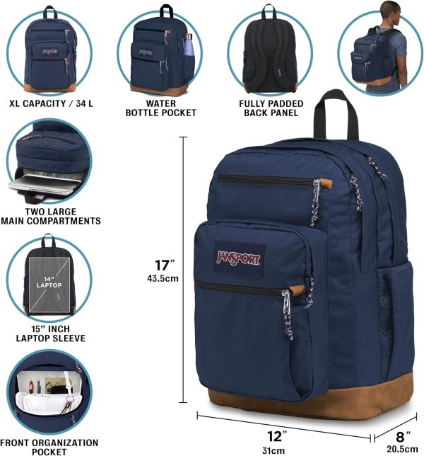 JanSport Cool Backpack, with 15-inch Laptop Sleeve - Large Computer Bag Rucksack with 2 Compartments, Ergonomic Straps, Black - Image 6